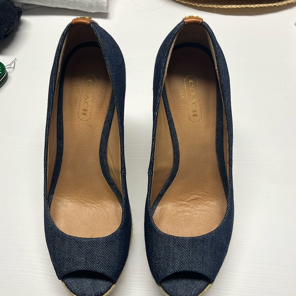 Coach denim wedge shoes.